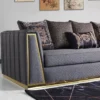 Casa Padrino Luxus Wohnzimmer Sofa mit dekorativen Kissen Lila / Gold 240 x 92 x H. 78 cm - Luxus Wohnzimmer Möbel