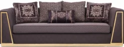 Casa Padrino Luxus Wohnzimmer Sofa mit dekorativen Kissen Lila / Gold 240 x 92 x H. 78 cm - Luxus Wohnzimmer Möbel