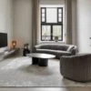 Casa Padrino Luxus Wohnzimmer Teppich Silber-Beige 300 x 400 cm - Rechteckiger Viskose Teppich - Luxus Qualität - Wohnzimmer Deko Accessoires