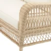 Casa Padrino Luxus Wohnzimmer Sofa mit Kissen Naturfarben / Cremefarben 202 x 99 x H. 97 cm - Gepolsterte Couch mit handgewebtem Rattangeflecht