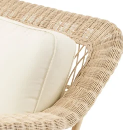 Casa Padrino Luxus Wohnzimmer Sofa mit Kissen Naturfarben / Cremefarben 202 x 99 x H. 97 cm - Gepolsterte Couch mit handgewebtem Rattangeflecht