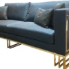 Casa Padrino Luxus Wohnzimmer Sofa Blau / Gold 240 x 95 x H. 80 cm - Luxus Wohnzimmer Möbel - Luxus Qualität