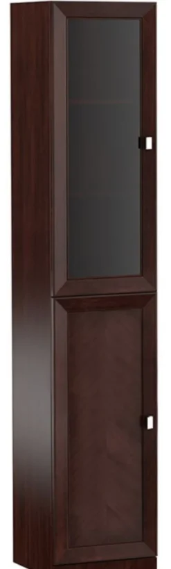 Casa Padrino Luxus Wohnzimmerschrank mit 2 Türen Dunkelbraun / Silber 45,4 x 44,2 x H. 225,6 cm - Luxus Kollektion