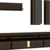 Casa Padrino Luxus Wohnzimmer TV Schrank Set Braun / Grau / Gold - 1 TV Schrank & 2 Hängeschränke & 1 Wandregal - Edles Wohnzimmer Möbel Set - Luxus Qualität