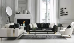 Casa Padrino Luxus Wohnzimmer Sofa mit verstellbarer Rückenlehne Weiß / Grau / Gold 223 x 93 x H. 76 cm - Wohnzimmer Möbel - Luxus Möbel
