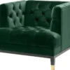 Casa Padrino Luxus Wohnzimmer Sessel Grün / Schwarz / Messingfarben 93 x 85 x H. 79 cm - Chesterfield Möbel