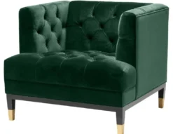 Casa Padrino Luxus Wohnzimmer Sessel Grün / Schwarz / Messingfarben 93 x 85 x H. 79 cm - Chesterfield Möbel
