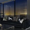 Casa Padrino Luxus Wohnzimmer Sofa mit dekorativen Kissen Schwarz / Silber 237 x 96 x H. 66 cm - Luxus Wohnzimmer Möbel