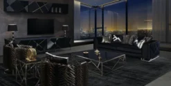 Casa Padrino Luxus Wohnzimmer Sofa mit dekorativen Kissen Schwarz / Silber 237 x 96 x H. 66 cm - Luxus Wohnzimmer Möbel