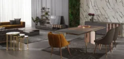 Casa Padrino Luxus Wohnzimmer TV Schrank Set Grau / Braun / Gold - 1 TV Schrank mit 4 Schubladen & 2 Wandregale - Wohnzimmer Möbel - Massivholz Möbel - Luxus Möbel - Luxus Einrichtung