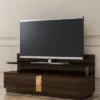 Casa Padrino Luxus Wohnzimmer TV Schrank mit 2 Schubladen Braun / Gold 150 x 50 x H. 67 cm - Edle Wohnzimmer Möbel - Luxus Qualität