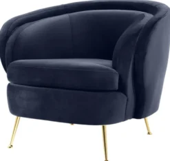 Casa Padrino Luxus Wohnzimmer Samtsessel Mitternachtsblau / Messingfarben 92 x 85 x H. 79 cm - Luxus Möbel