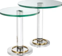 Casa Padrino Luxus Wohnzimmer Beistelltisch Set Silber / Gold - Wohnzimmermöbel