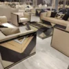 Casa Padrino Luxus Wohnzimmer Set Gold / Schwarz - 2 Luxus Sofas & 2 Luxus Sessel & 1 Luxus Couchtisch - Wohnzimmer Möbel - Luxus Möbel - Luxus Einrichtung - Wohnzimmer Einrichtung