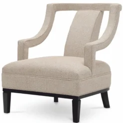 Casa Padrino Luxus Wohnzimmer & Hotel Sessel Beige / Schwarz 67 cm - Luxus Möbel