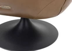 Casa Padrino Luxus Wohnzimmer Echtleder Drehsessel Schwarz / Braun 75 x 70 x H. 66,5 cm - Luxus Möbel