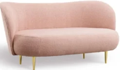 Casa Padrino Luxus Wohnzimmer Set Rosa / Gold - 2 Luxus Sofas mit gebogener Rückenlehne & 2 Luxus Sessel mit gebogener Rückenlehne - Luxus Einrichtung - Wohnzimmer Möbel - Luxus Möbel