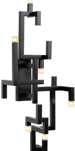 Casa Padrino Luxus Wohnzimmer Edelstahl LED Wandleuchte Schwarz 30,5 x 28,5 x H. 73,5 cm - Pulverbeschichtete Designer Wandlampe