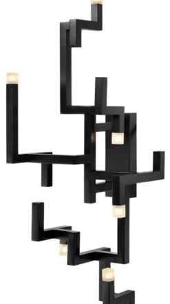 Casa Padrino Luxus Wohnzimmer Edelstahl LED Wandleuchte Schwarz 30,5 x 28,5 x H. 73,5 cm - Pulverbeschichtete Designer Wandlampe