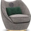 Casa Padrino Luxus Wohnzimmer Sessel Grau / Schwarz / Gold 85 x 90 x H. 90 cm - Edle Wohnzimmer Möbel - Luxus Kollektion