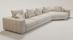 Casa Padrino Luxus Wohnzimmer Sofa mit Kissen Beige / Silber 400 x 130 x H. 56 cm - Luxus Wohnzimmer Möbel