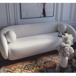Casa Padrino Luxus Wohnzimmer Sofa Weiß / Dunkelbraun 250 cm - Luxus Möbel