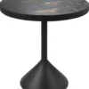 Casa Padrino Luxus Wohnzimmertisch Mehrfarbig / Schwarz Ø 50 x H. 53 cm - Runder Couchtisch mit Schieferplatten & Keramik Fliesen