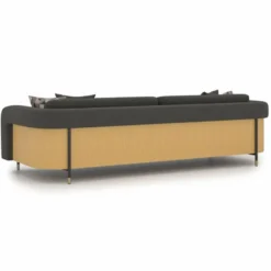 Casa Padrino Luxus Wohzimmer & Hotel Sofa Grau / Naturfarben / Messing 250 cm - Luxus Möbel