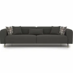 Casa Padrino Luxus Wohzimmer & Hotel Sofa Grau / Naturfarben / Messing 250 cm - Luxus Möbel