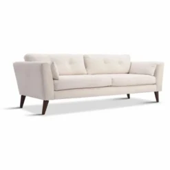 Casa Padrino Luxus Wohzimmer Sofa Creme / Dunkelbraun 220 cm - Wohnzimmer Möbel