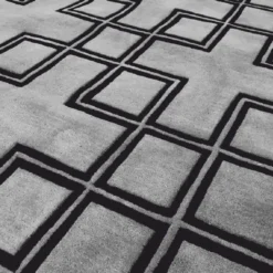 Casa Padrino Luxus Wollteppich Grau / Schwarz 200 x 290 cm - Luxus Qualität