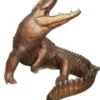 Casa Padrino Luxus XXL Bronze Deko Skulptur Krokodil 127 x 145 x H. 114 cm - Lebensgroße Bronze Figur - Bronze Tierfigur - XXL Garten Skulptur - Luxus Garten Deko