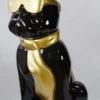 Casa Padrino Luxus XXL Deko Skulptur Hund Bulldogge mit Brille und Krawatte Schwarz / Gold H. 196 cm - Riesige Garten Skulptur - Riesige Garten Figur - XXL Deko Skulpturen - XXL Deko Figuren