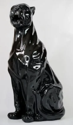 Casa Padrino Luxus XXL Deko Skulptur Panther Schwarz x H. 170 cm - Große Deko Figur - XXL Wohnzimmer Deko - XXL Garten Deko