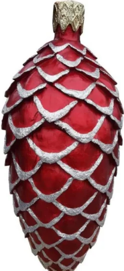 Casa Padrino Luxus XXL Deko Weihnachtsbaumkugel Tannenzapfen Bordeauxrot / Silber / Gold H. 99 cm - XXL Weihnachts Deko - Luxus XXL Weihnachts Dekoration