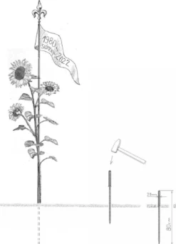 Casa Padrino Luxus XXL Edelstahl Garten Skulptur Sonnenblumen mit Flagge Silber 95 x 75 x H. 290 cm - Riesige XXL Garten Deko - Luxus Outdoor Deko - Luxus Garten Deko Accessoires