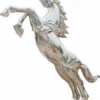 Casa Padrino Luxus XXL Garten Deko Skulptur Wildes Pferd Silber H. 460 cm - Riesige XXL Garten Deko Edelstahl Figur - XXL Edelstahl Tierfigur - XXL Edelstahl Garten Skulpturen