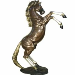 Casa Padrino Luxus XXL Garten Deko Bronze Skulptur Pferd Linke Seite Braun / Gold H. 307 cm