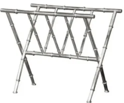 Casa Padrino Luxus Zeitschriftenständer Silber 50 x 27 x H. 48 cm - Metall Zeitschriftenhalter - Dekorativer Zeitungsständer - Deko Accessoires