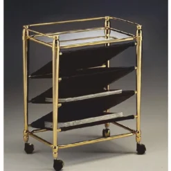 Casa Padrino Luxus Zeitschriften Trolley Messing Glänzend / Schwarz 52 x 38 x H. 63 cm - Made in Italy