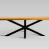 Casa Padrino Massivholz Esstisch Naturfarben / Schwarz 210 x 100 x H. 76 cm - Küchentisch mit Fischgrätplatte und Spider Gestell