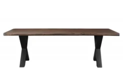 Casa Padrino Massivholz Esstisch Akazie mit Eisengestell 200 x 100 x H.77 cm - Designer Tisch