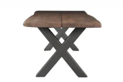 Casa Padrino Massivholz Esstisch Akazie mit Eisengestell 200 x 100 x H.77 cm - Designer Tisch