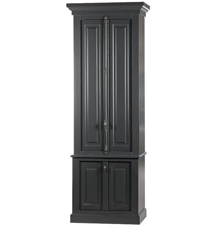 Casa Padrino Massivholz Schrank Grau mit großzügigem Stauraum 48 x 88 x 245cm mit 4 Türen