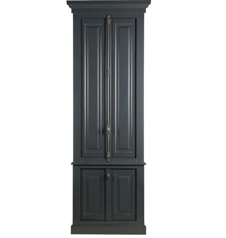 Casa Padrino Massivholz Schrank Grau mit großzügigem Stauraum 48 x 88 x 245cm mit 4 Türen