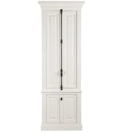 Casa Padrino Massivholz Schrank Weiß mit großzügigem Stauraum 48 x 88 x 245cm mit 4 Türen