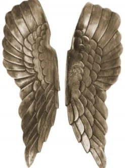 Casa Padrino Metall Engelsflügel Antik Silber / Bronze 20 x 5 x H. 65 cm - Wanddeko - Deko Accessoires