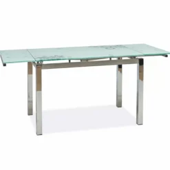 Casa Padrino Metall Esstisch mit Glasplatte Silber 110-170 cm - Erweiterbarer Küchentisch