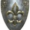 Casa Padrino Metall Ritterschild Französische Lilie Antik Silber / Gold 54 x H. 71 cm - Mittelalter Deko