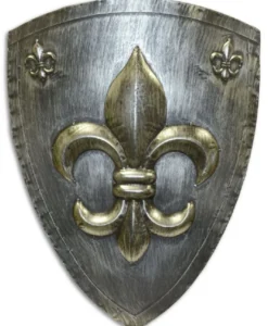 Casa Padrino Metall Ritterschild Französische Lilie Antik Silber / Gold 54 x H. 71 cm - Mittelalter Deko